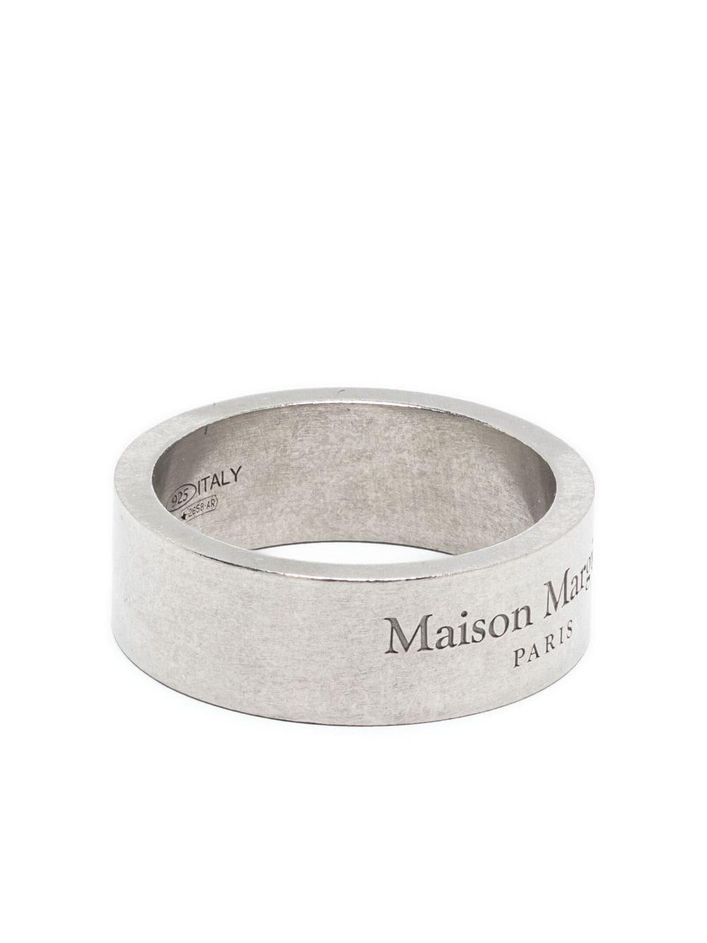 Maison Margiela Logo-engraved Sterling Silver Band Ring in White for Men |  Lyst