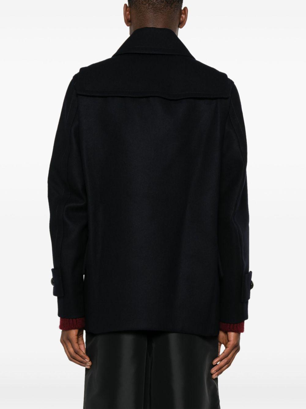 Sacai メンズ ブラック ダッフルコート ジャケット Sacai メンズ ブラック ダッフルコート ジャケット