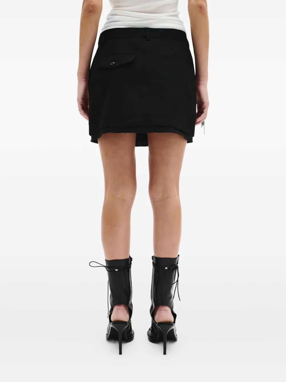 スカート ann demeulemeester leather skirt ANN DEMEULEMEESTER - FW03 Leather skirt with waist and shoulder