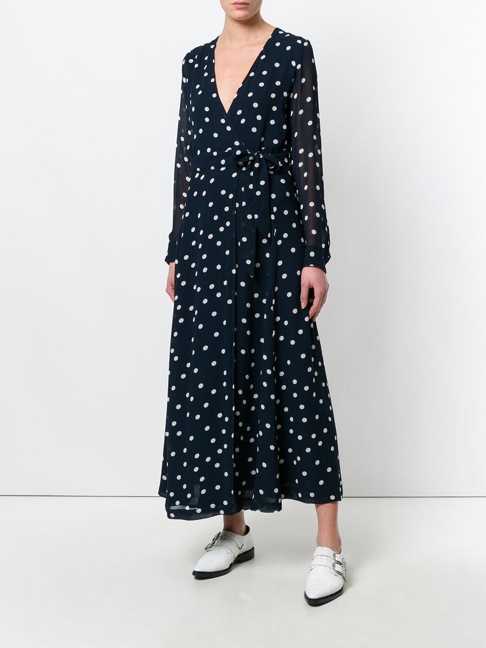 Ganni polka dot wrap dress hotsell
