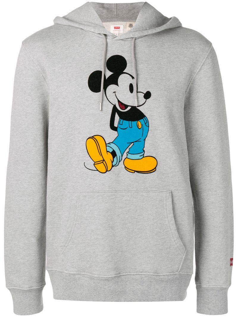 Denim Mickey Mouse Frill Hoodie in Grey 