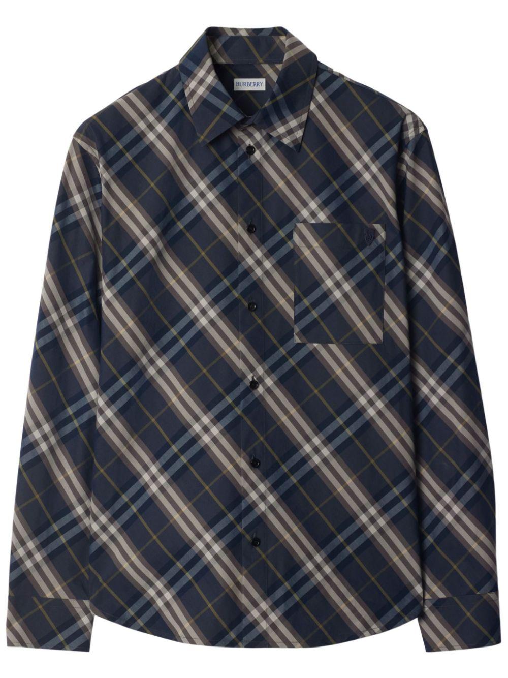 Burberry メンズ ブルー チェック シャツ シャツ