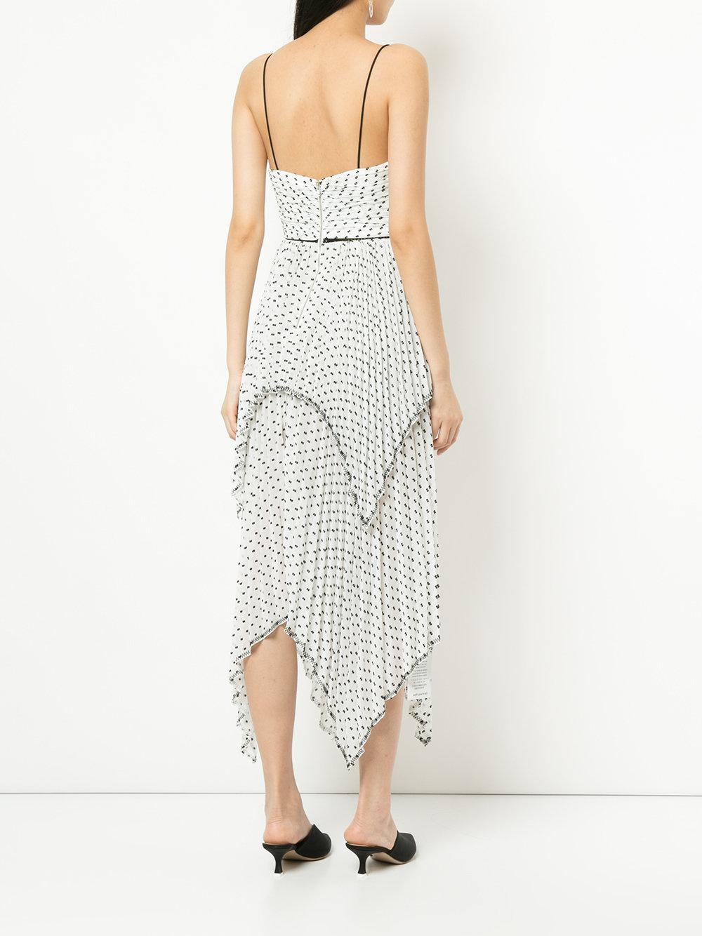 SelfPortrait Polka Dot Asymmetric Dress in White Lyst