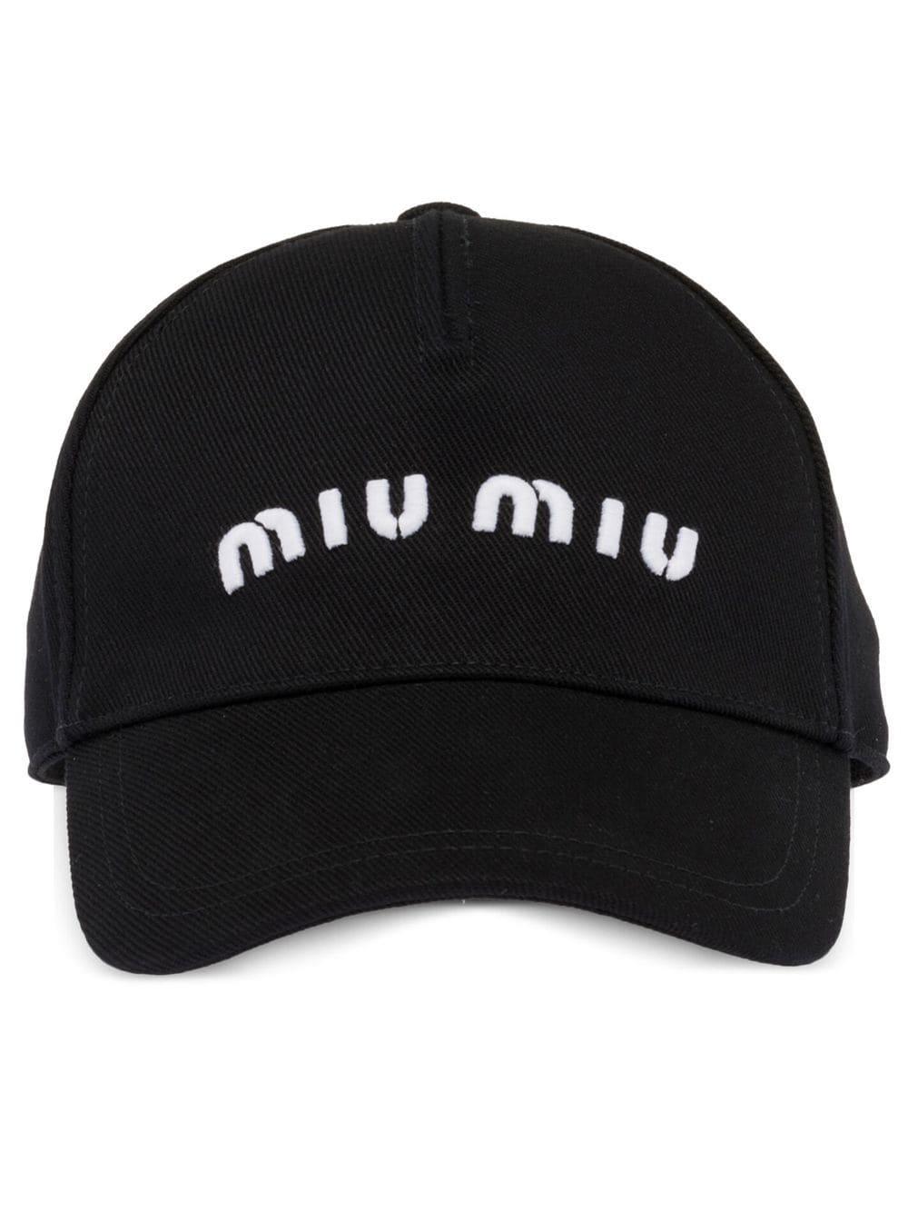 Miu Miu Drill ロゴ キャップ ブラック | Lyst