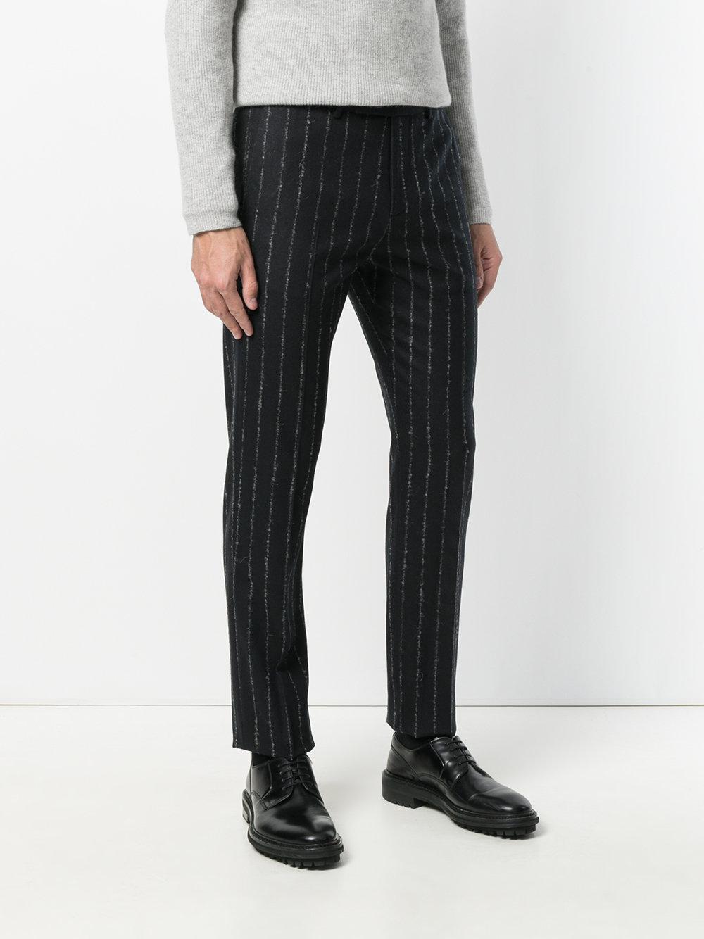 Theory Wool Striped Zaine Trousers in Blue for Men - Lyst