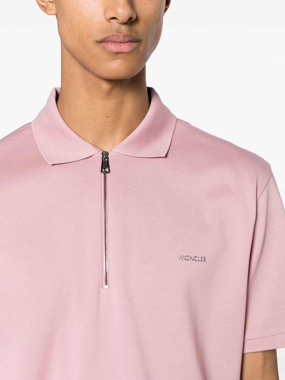 Moncler Logo Embossed Cotton Polo Shirt in Pink for Men Lyst UK