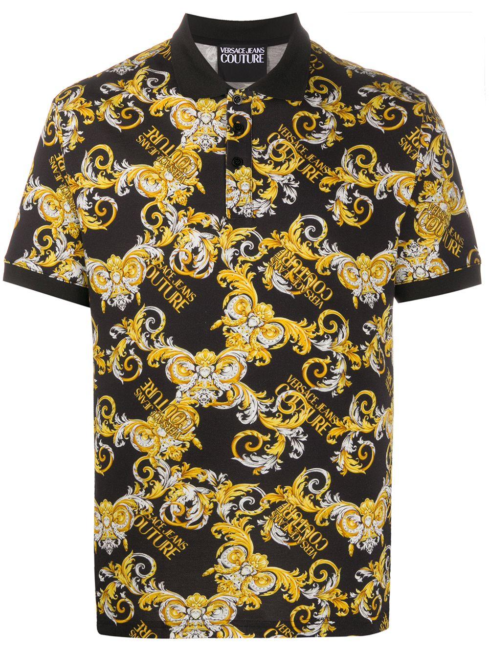 Versace Jeans Couture Cotton Logo Baroque Print Polo Shirt in Black for ...