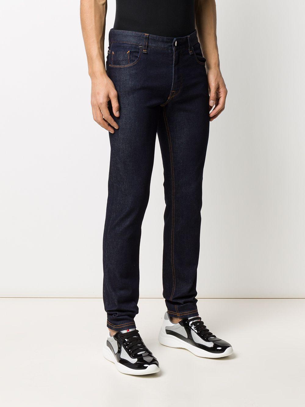 Fendi Leather Camo Detail Slim Denim Jeans in Dark Blue (Blue) for Men ...
