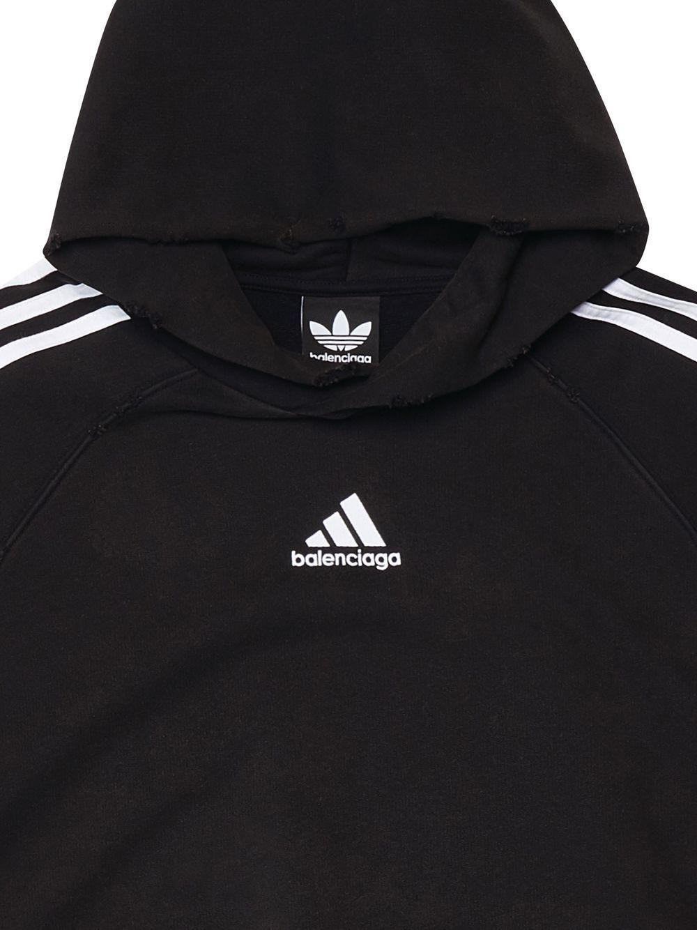 Balenciaga X Adidas Logo-embroidered Cotton Hoodie in Black | Lyst