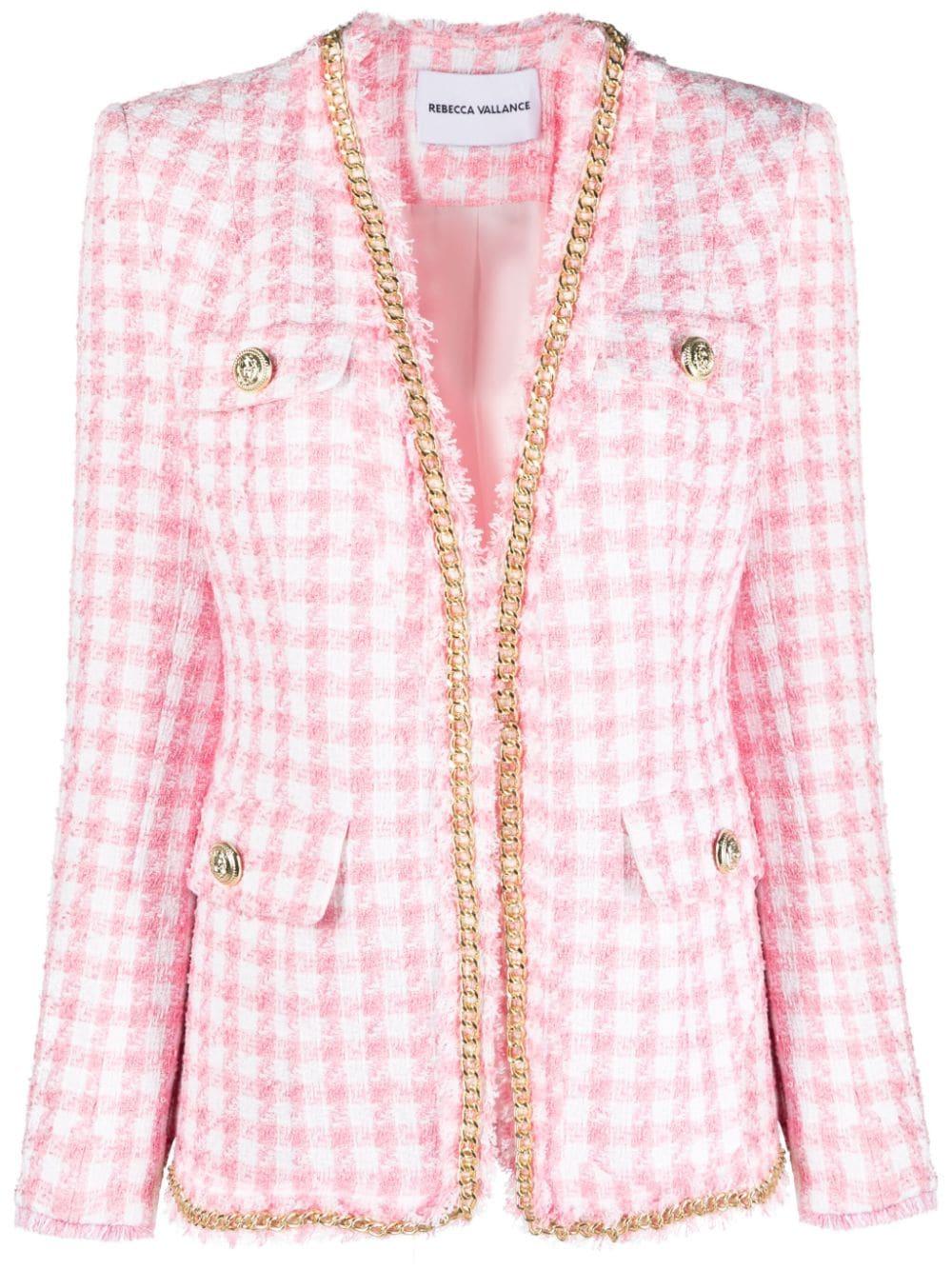 Rebecca Vallance Checked Tweed Blazer in Pink | Lyst