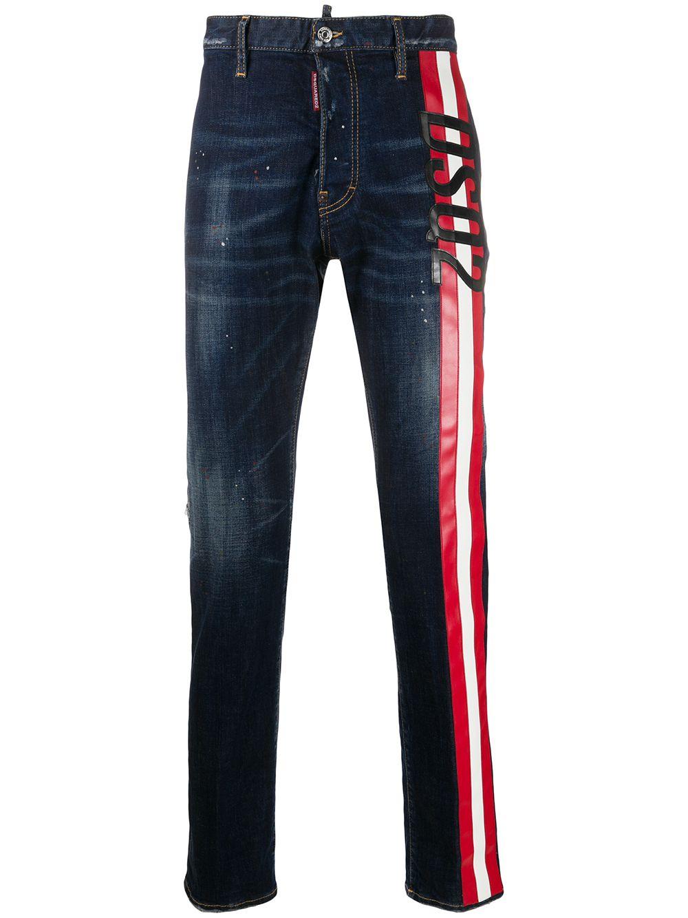 stripe on side jeans