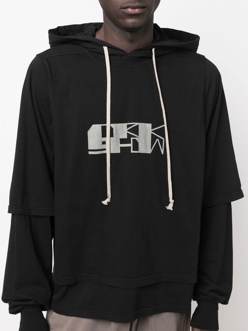 Rick Owens Drkshdw Logo Print Hustler Hoodie in Black for Men Lyst