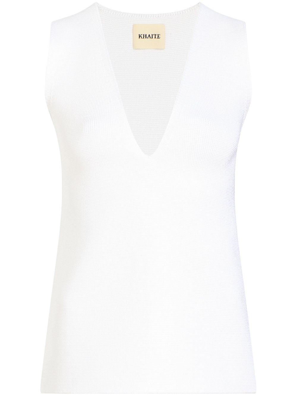 Hatch The Khai Tank Top Sleeveless V-Neck Knit 100% Cotton sale Ivory Women's 3/L NWT