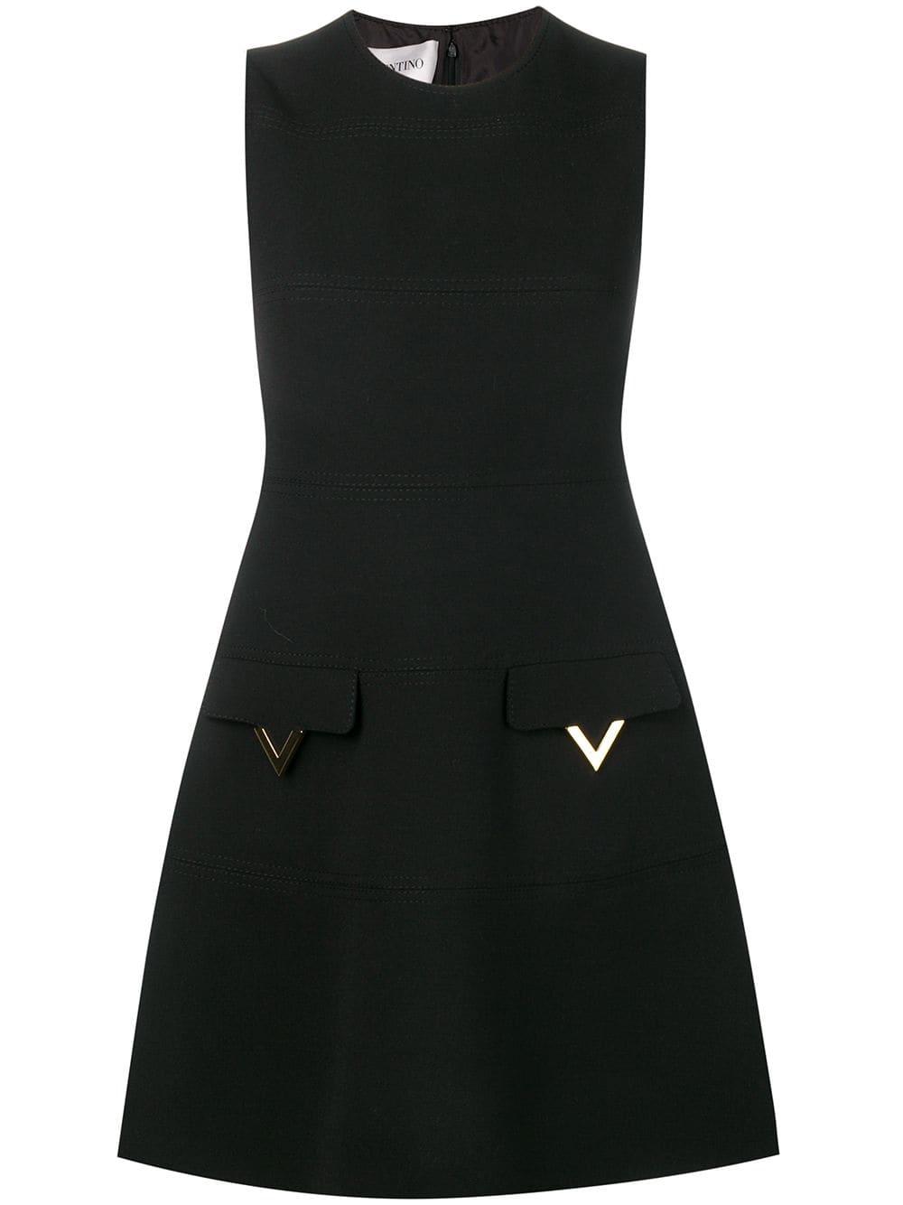 Valentino V Pocket Dress in Black | Lyst