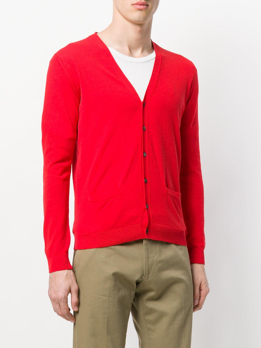 Roberto Collina Cotton Slim-fit Cardigan in Red for Men - Lyst