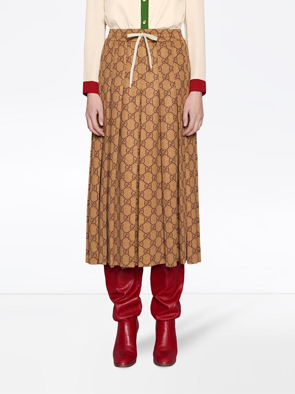 Gucci Cotton Gg Skirt in Camel (Brown) - Save 44% - Lyst