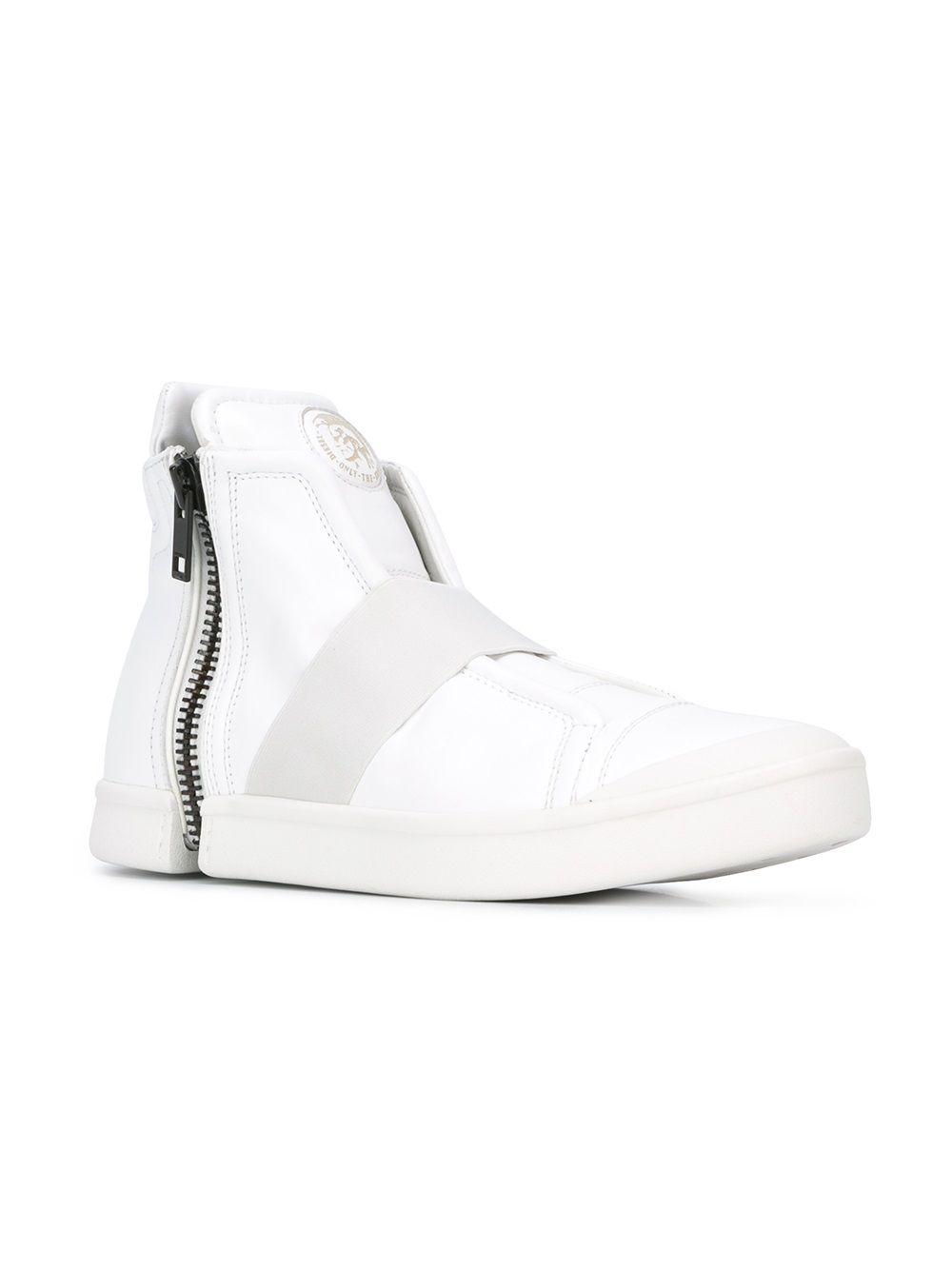 DIESEL Leather �SNentish� Zip Around Sneakers in White