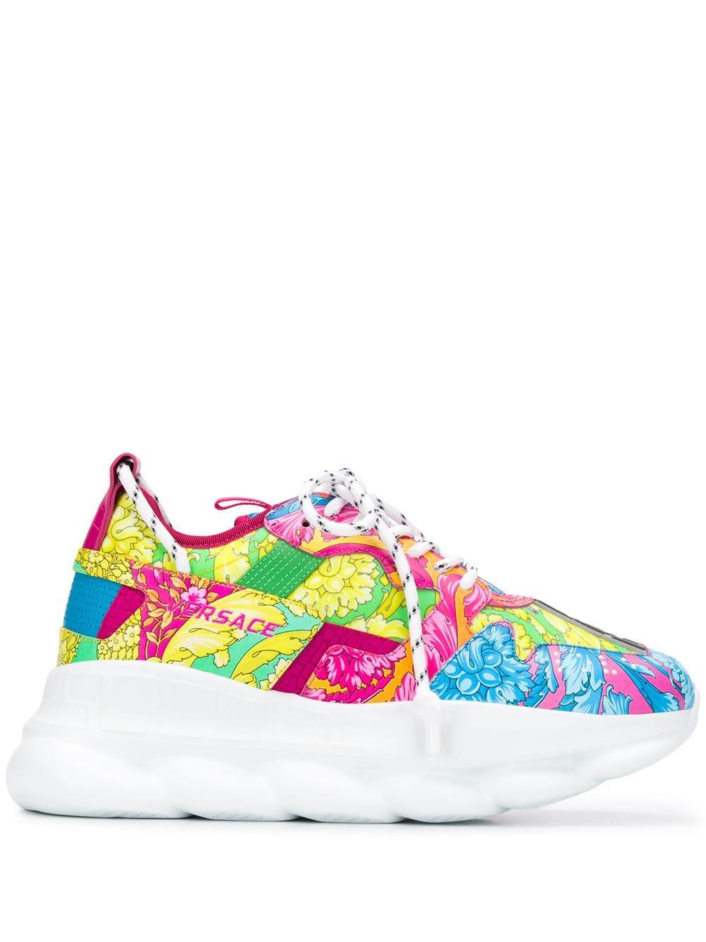 Versace Floral Chain Reaction Sneakers in Pink for Men