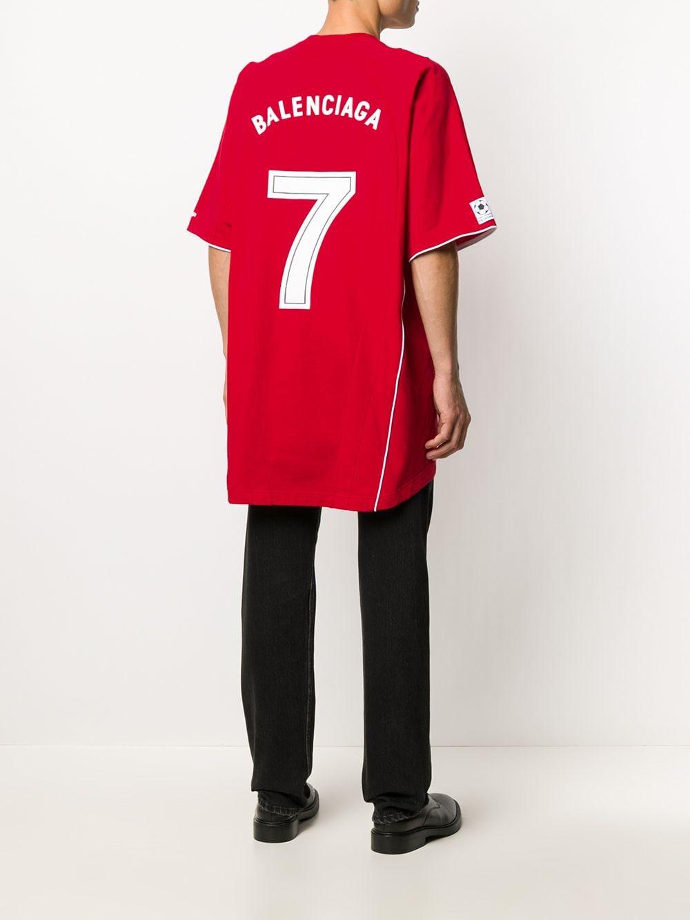 Balenciaga Cotton Logo-print Football T-shirt in Red for Men - Lyst