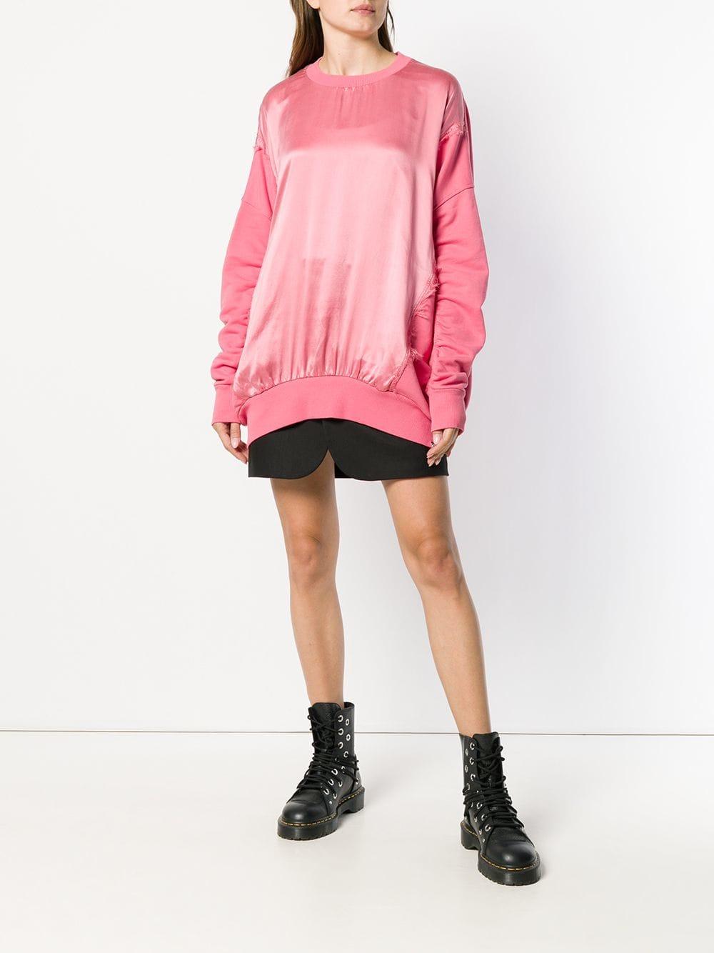 DIESEL Oversized Satin Sweatshirt in Pink - Lyst