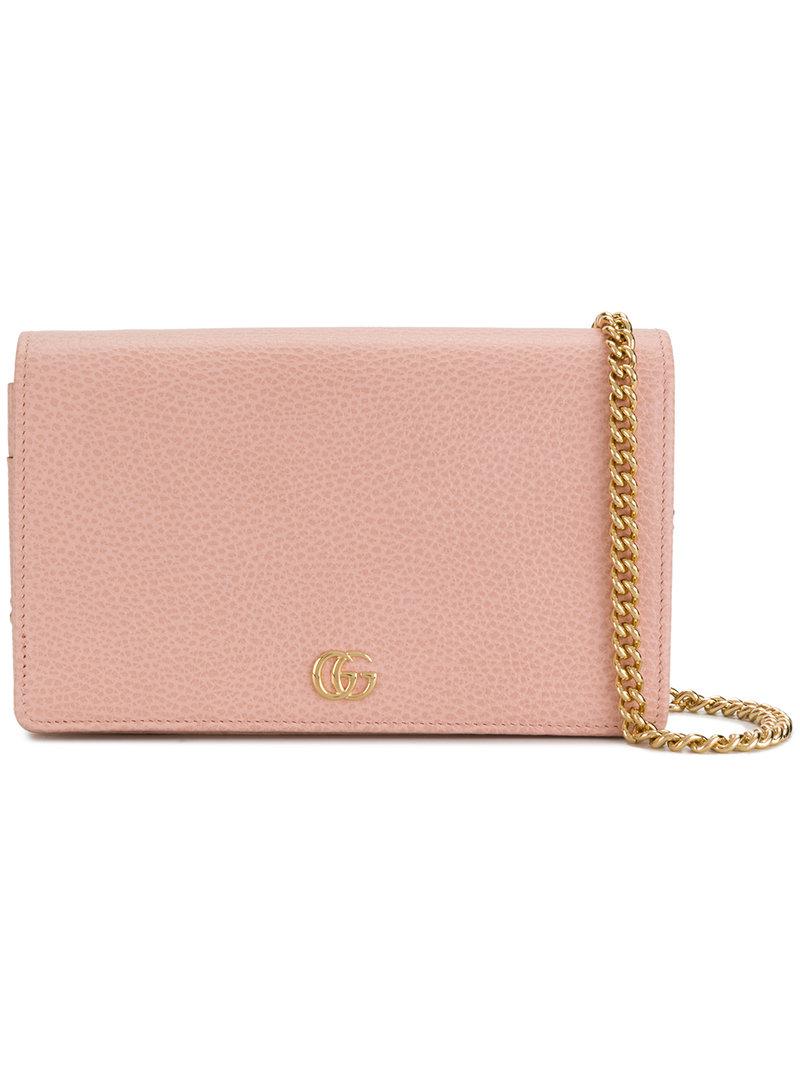gg marmont leather mini chain bag pink