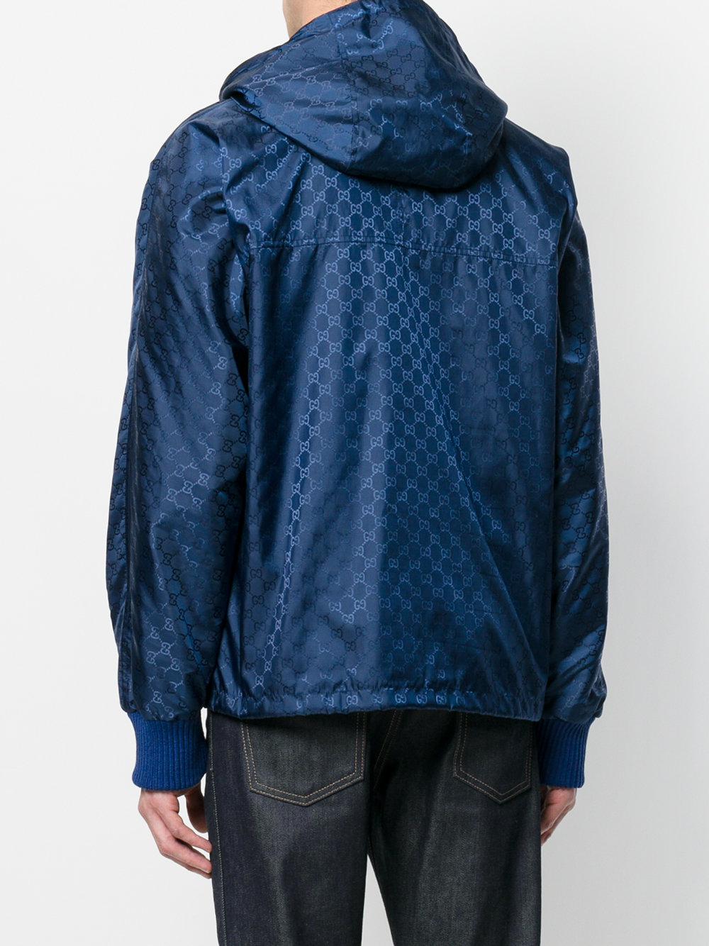 Gucci Wool Monogram Shell Jacket in Blue for Men - Lyst