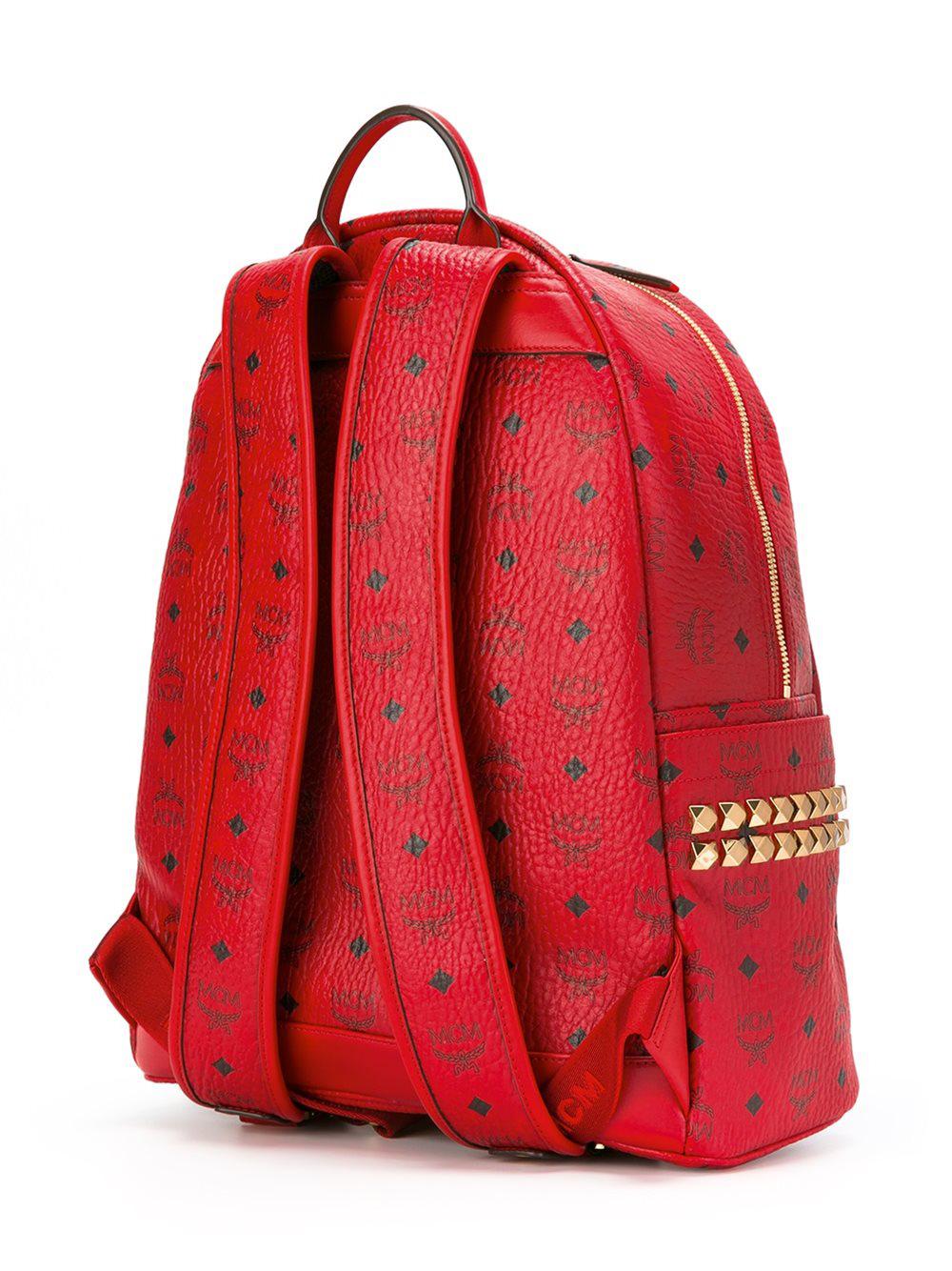 Lyst - Mcm Logo Print Backpack in Red for Men
