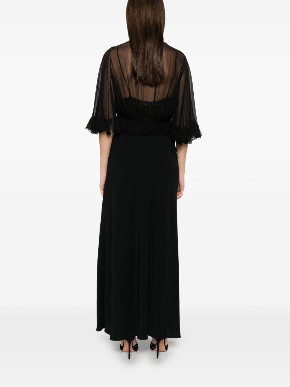 Chloé レディース ブラック Vネック クレープドレス ワンピース Chloé レディース ブラック Vネック クレープドレス ワンピース