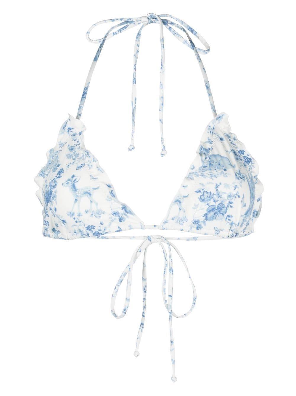 Frankie's Bikinis X Gigi Hadid Floral-print Halterneck Bikini Top in Blue |  Lyst