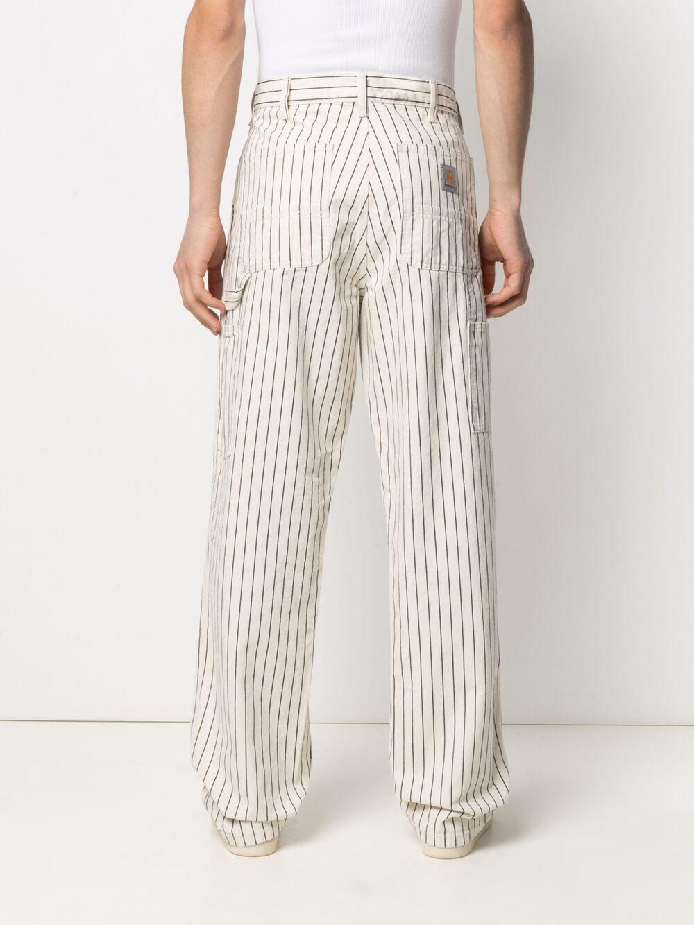Carhartt WIP Traded Striped Straight-leg Trousers in White for Men | Lyst