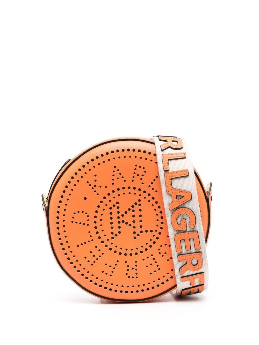 Karl Lagerfeld K/circle Logoperforated Shoulder Bag in Orange Lyst