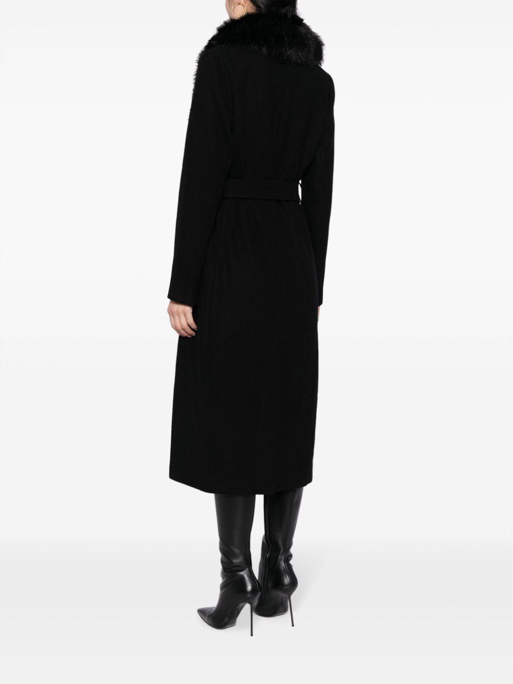 MICHAEL Michael Kors Faux fur Collar Wool blend Coat in Black Lyst UK