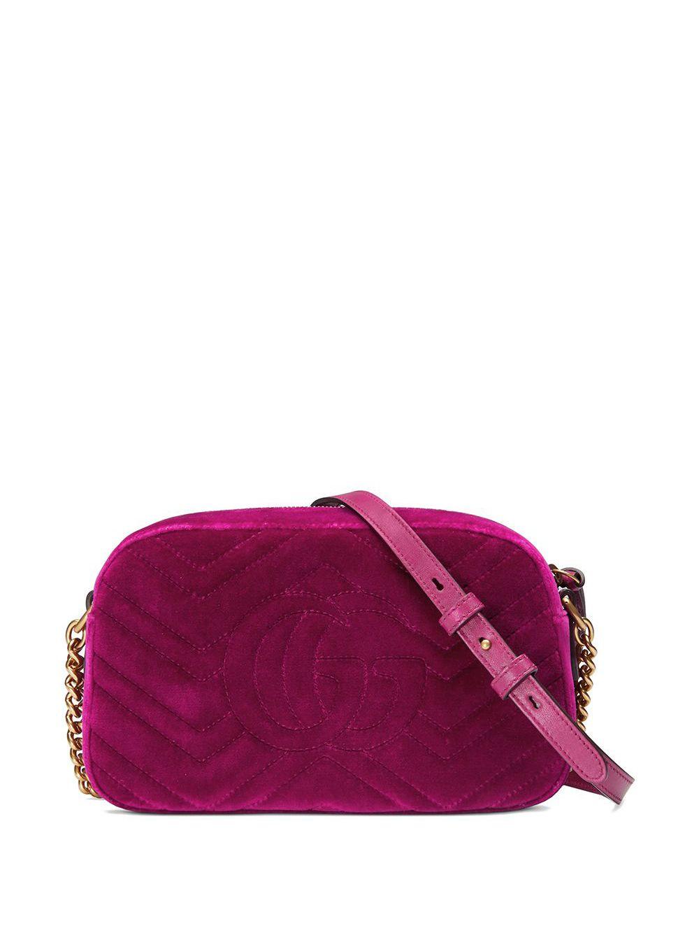Gucci GG Marmont Velvet Small Shoulder Bag in Pink - Lyst