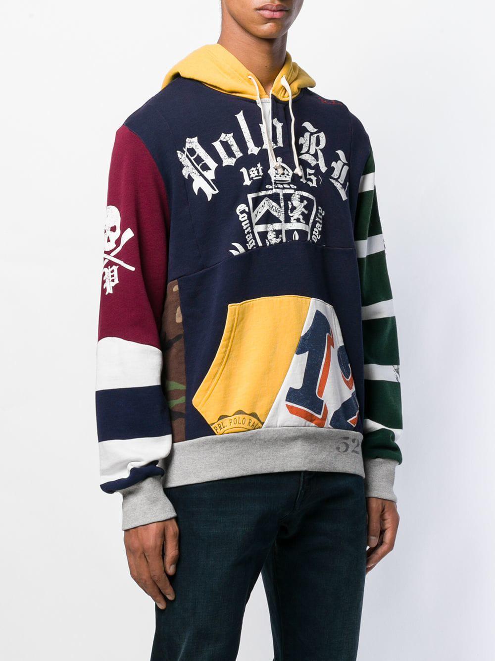 Polo Ralph Lauren Cotton Patchwork Rugby Hoodie in Yellow for Men - Lyst