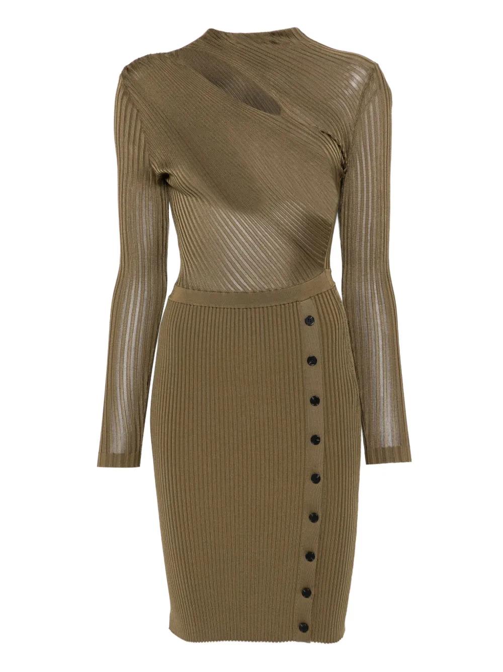 self portrait green knit dress self-portrait - Green Viscose Knit Midi Dress