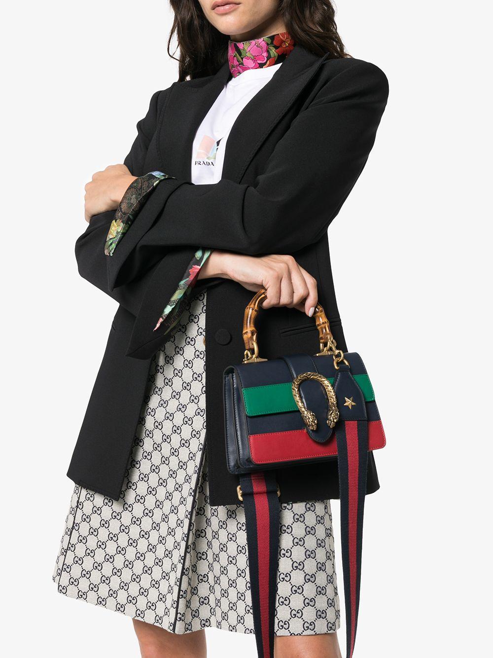 Gucci Leather Blue Green And Red Dionysus Mini Top Handle Bag - Lyst
