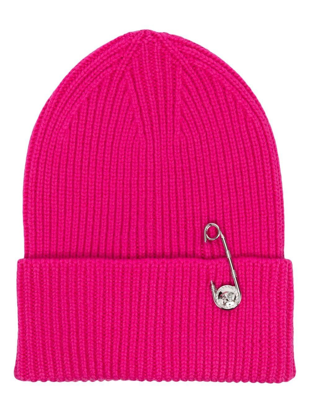 Versace Medusa Safety Pin Wool Beanie Hat in Pink Lyst UK
