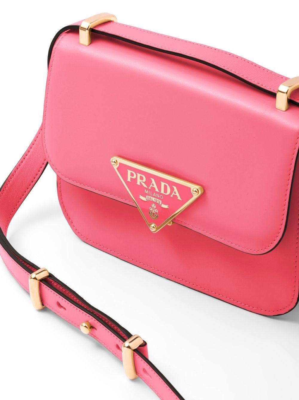 Prada Emblème Saffiano Leather Shoulder Bag in Pink | Lyst