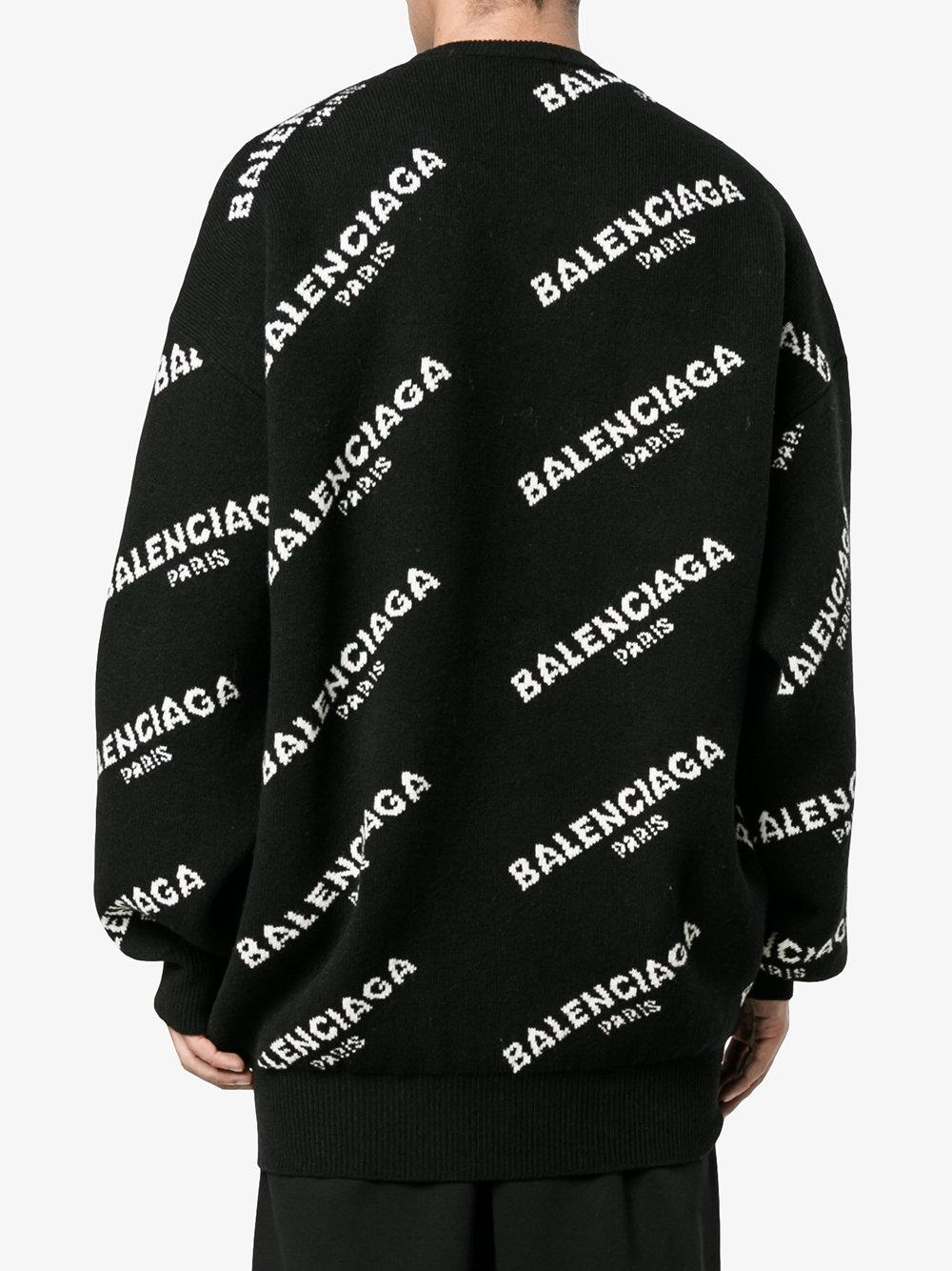 Fisker Og så videre Troubled Balenciaga Wool Oversized All-over Logo Sweatshirt in Black for Men - Lyst