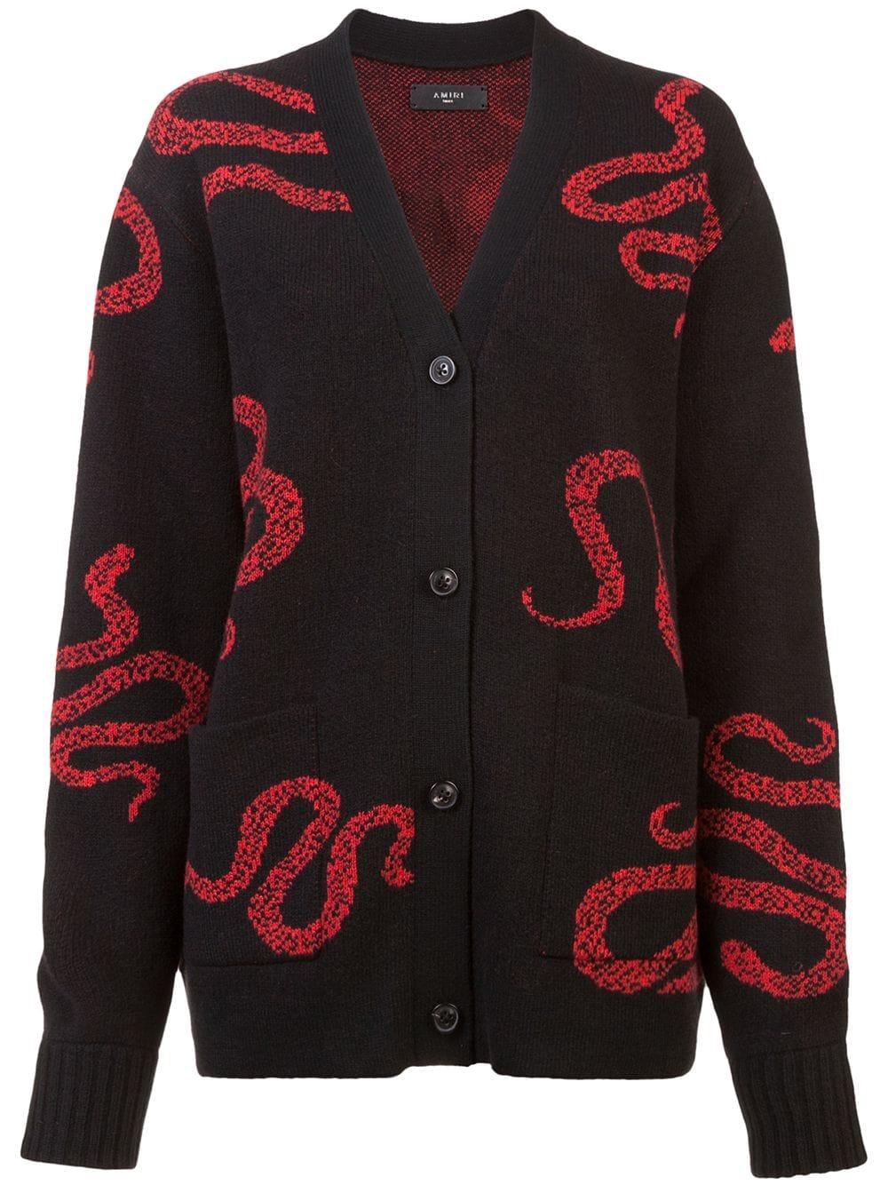 Amiri Snake Knit Cardigan in Black | Lyst