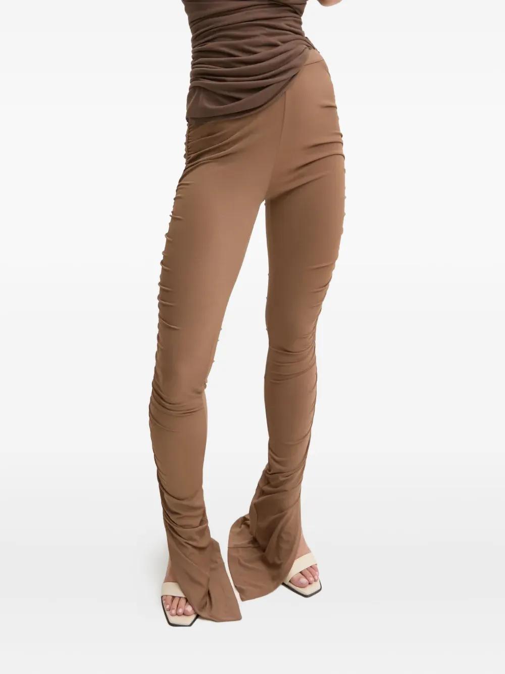 パンツ RICK OWENS Women Straight Pants RP02D3329 BROWN High-rise coated canvas straight pants in brown - Rick Owens