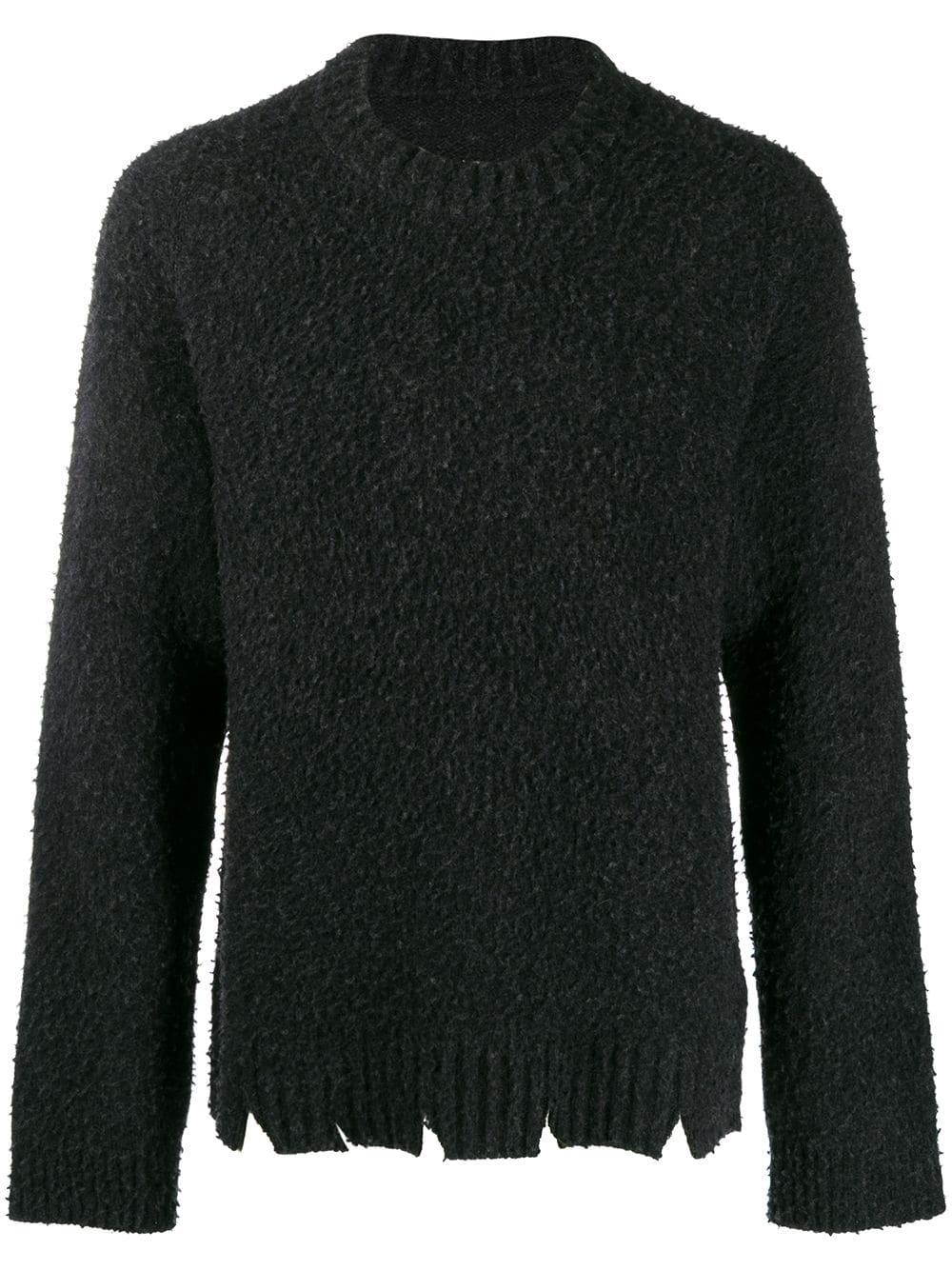 Maison Margiela Wool Distressed Chunky Knit Sweater in Black for Men ...
