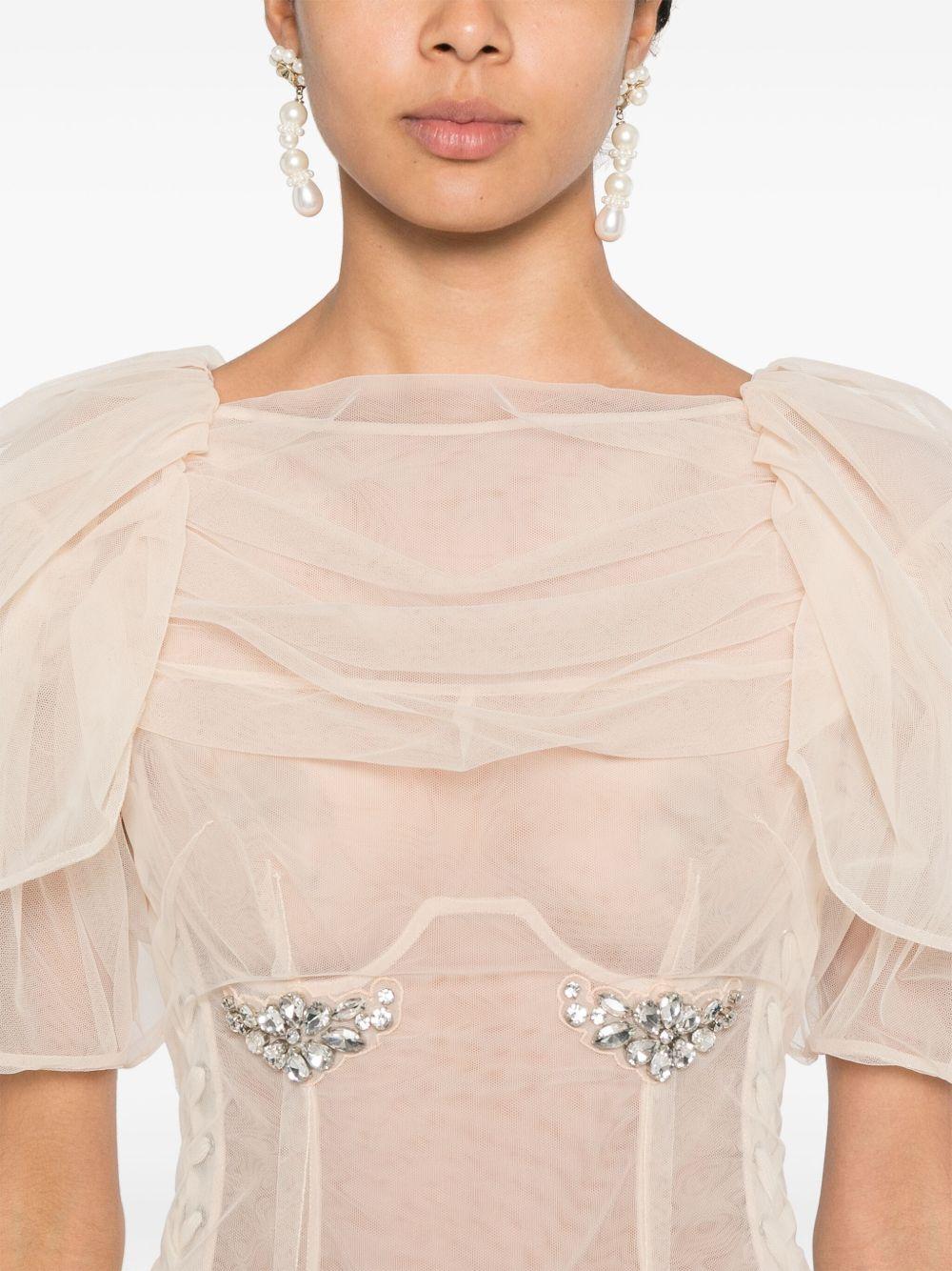 simone rocha sheer embellished midi dress Crystal-embellished sheer cocktail dress in black - Simone Rocha