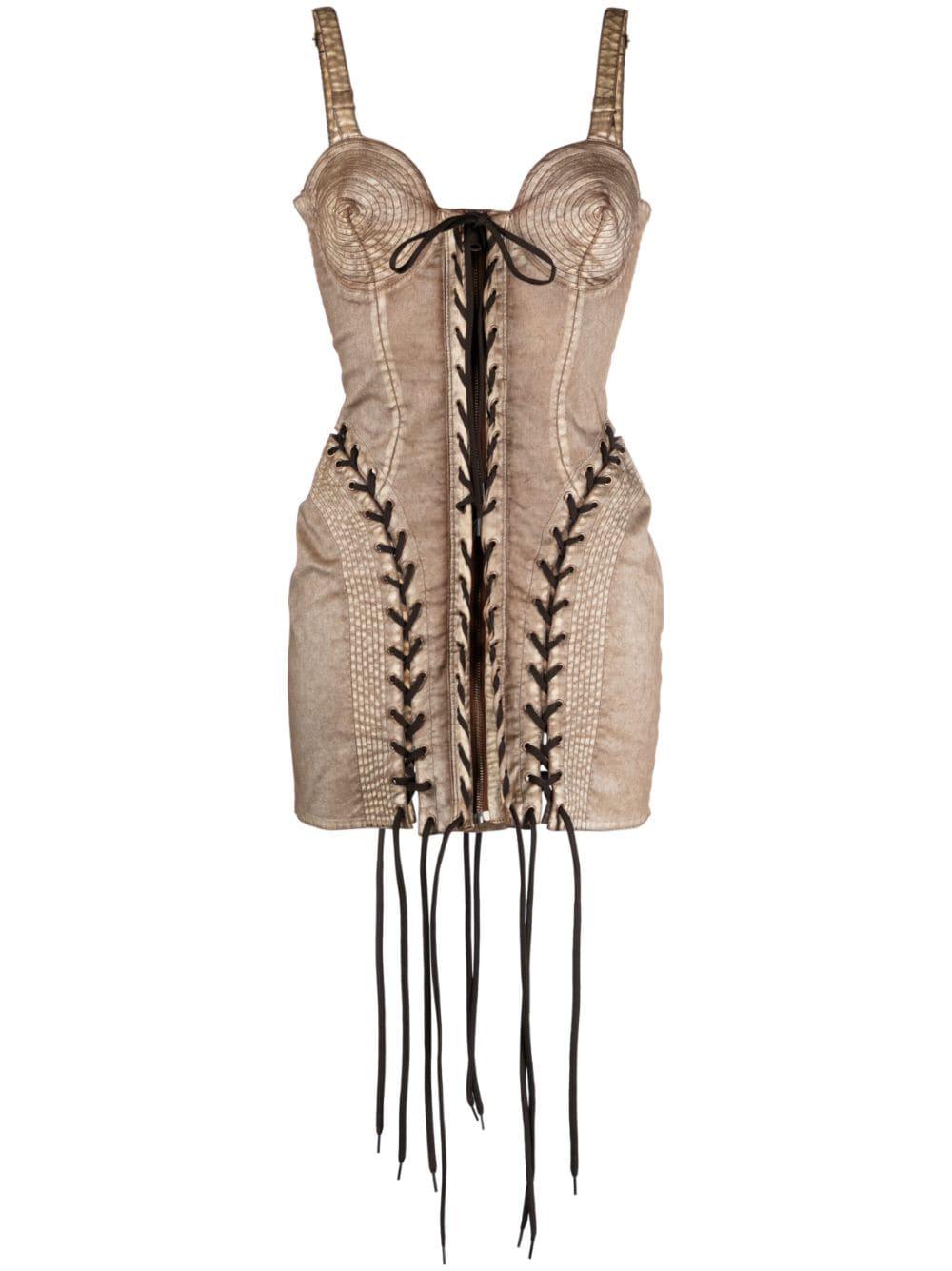 Jean Paul Gaultier Knwls Denim Corset Dress / Ecru in Brown | Lyst Australia Jean Paul Gaultier Knwls Denim Corset Dress / Ecru in Brown | Lyst Australia