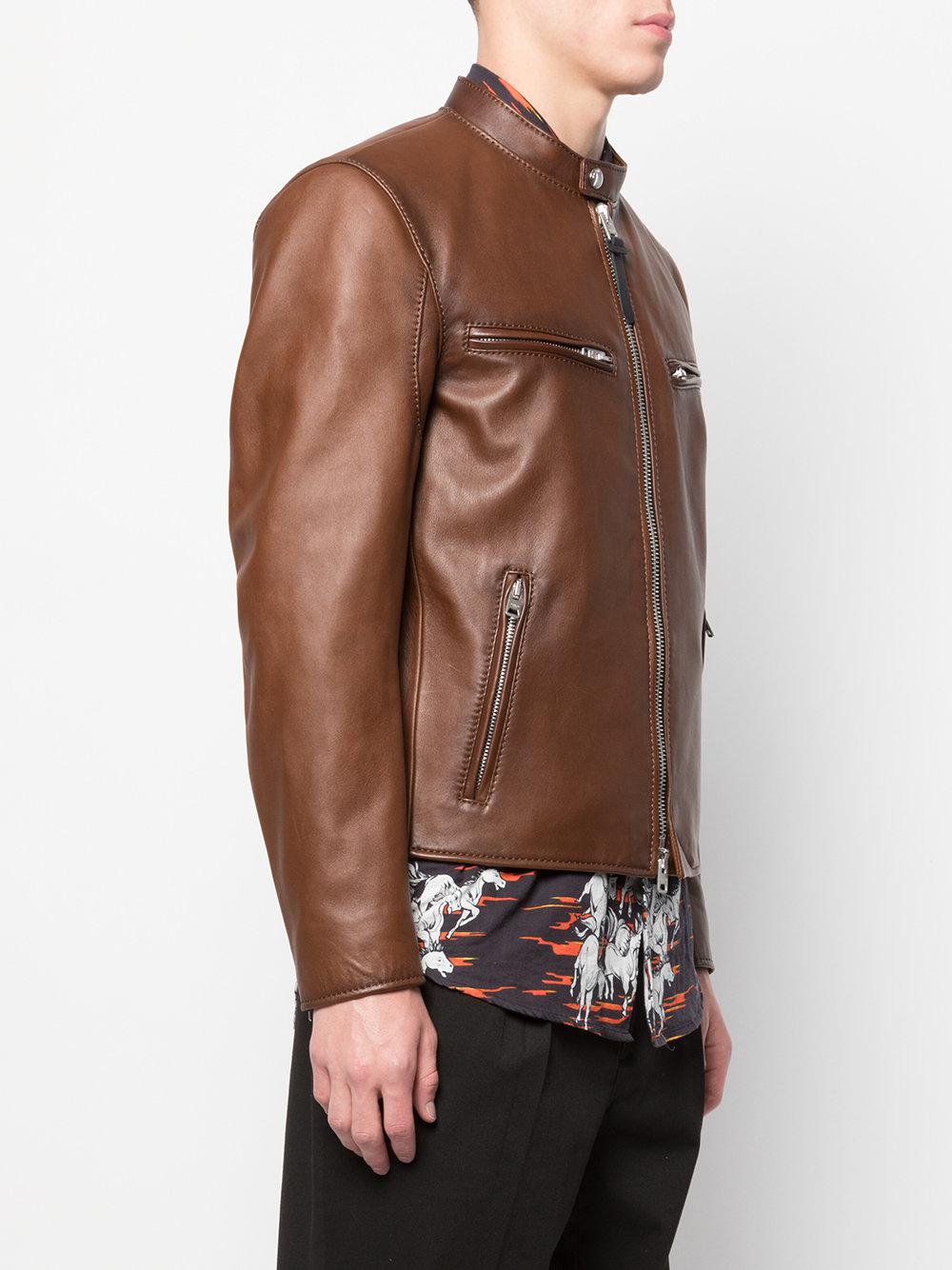 COACH Racer Leather Jacket in Brown for Men | Lyst