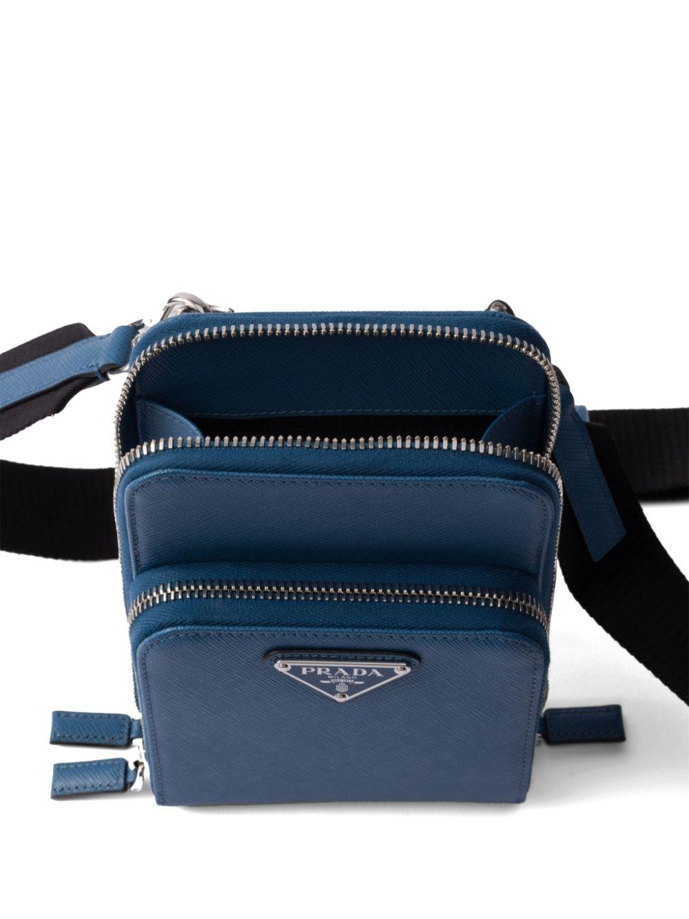Prada メンズ ブルー レザースマホケース 小物入れ Prada メンズ ブルー レザースマホケース 小物入れ