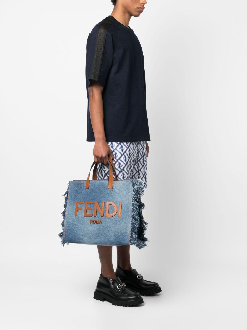Fendi Fringe-Detailing Denim Tote Bag in Blue for Men | Lyst