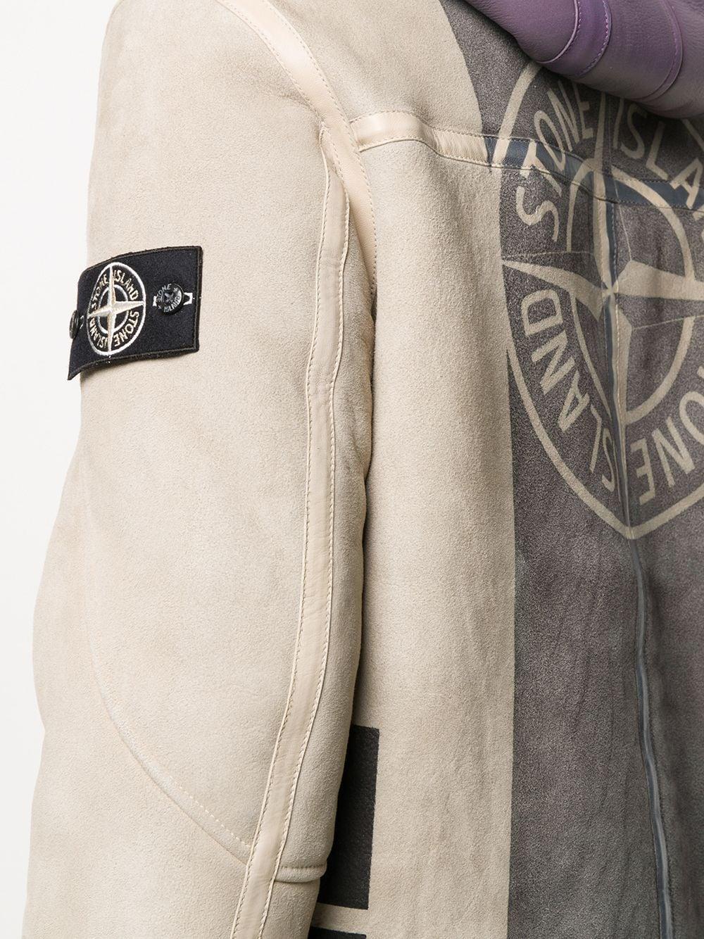 Stone Island Colour-block Shearling Jacket in Grey for Men | Lyst UK