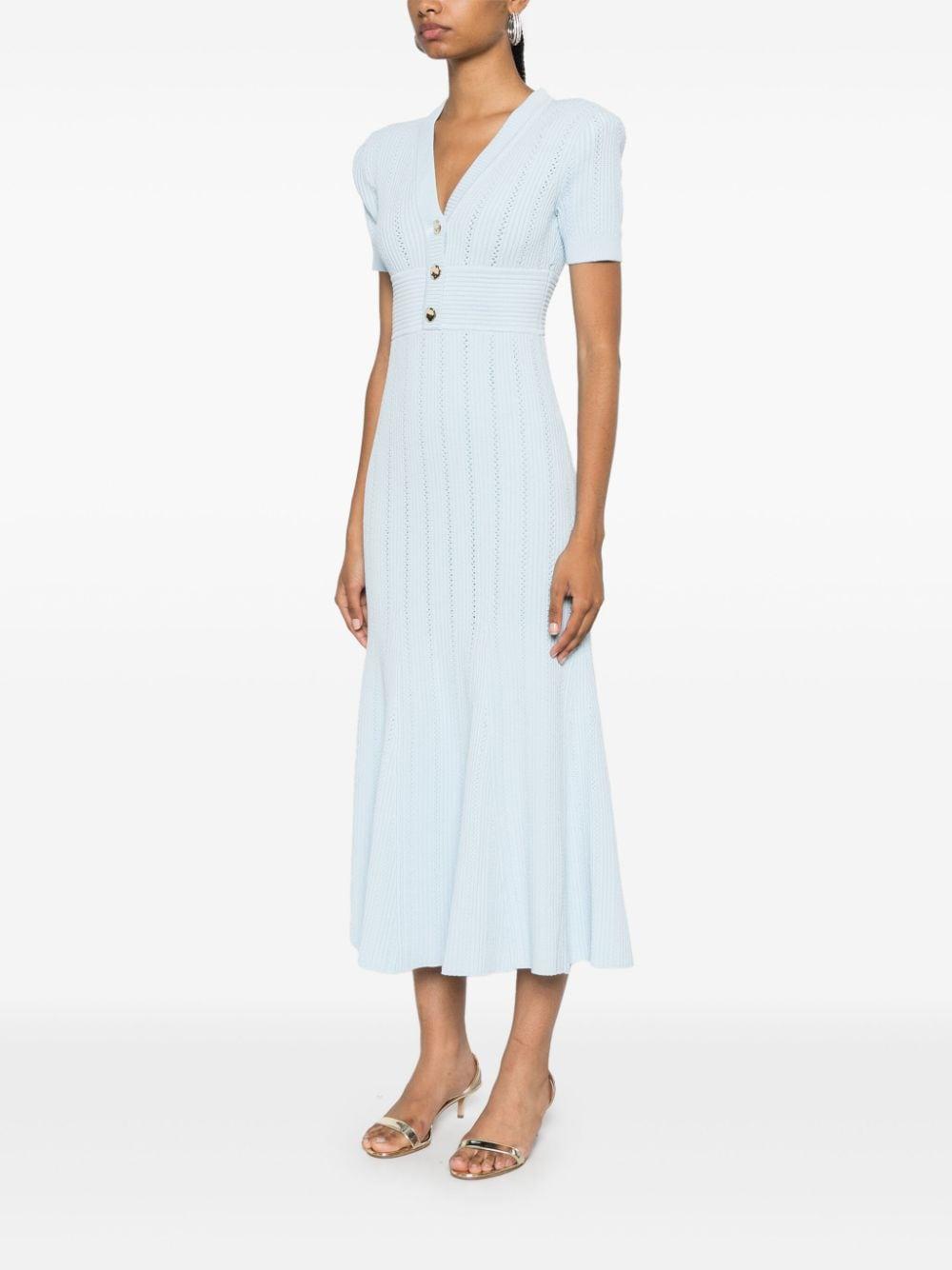 knee length dresses for ladies Pointelle Knit Skirt & Cardigan – Light Blue Set M main image 0