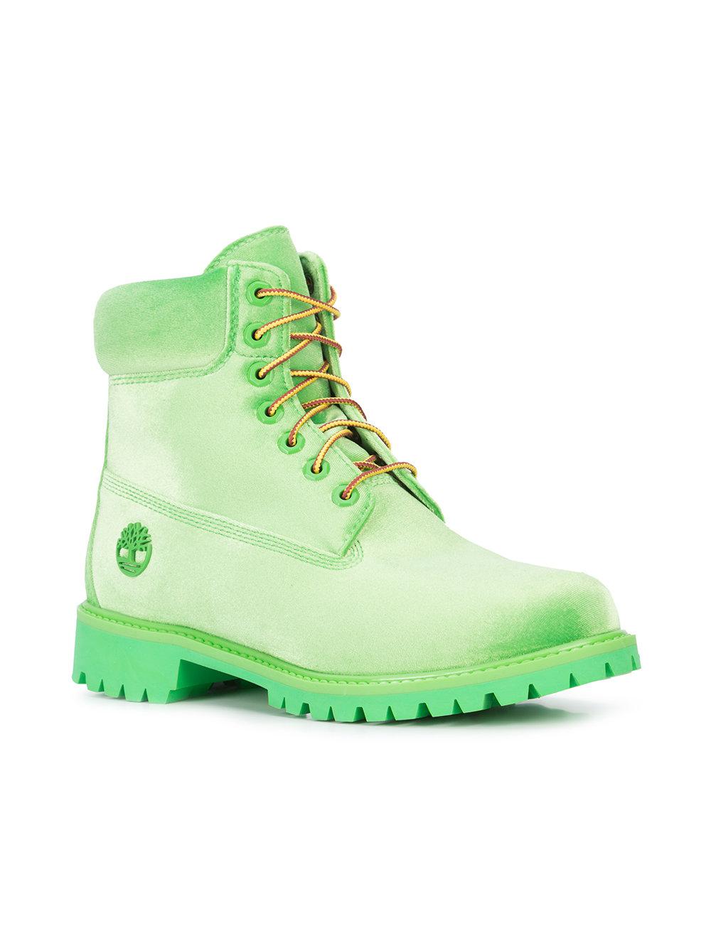 Off-White c/o Virgil Abloh X Timberland Velvet Boots in Green for Men - Lyst